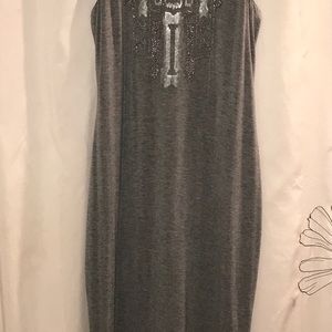 Maxi Dress w silver and white beaded detail